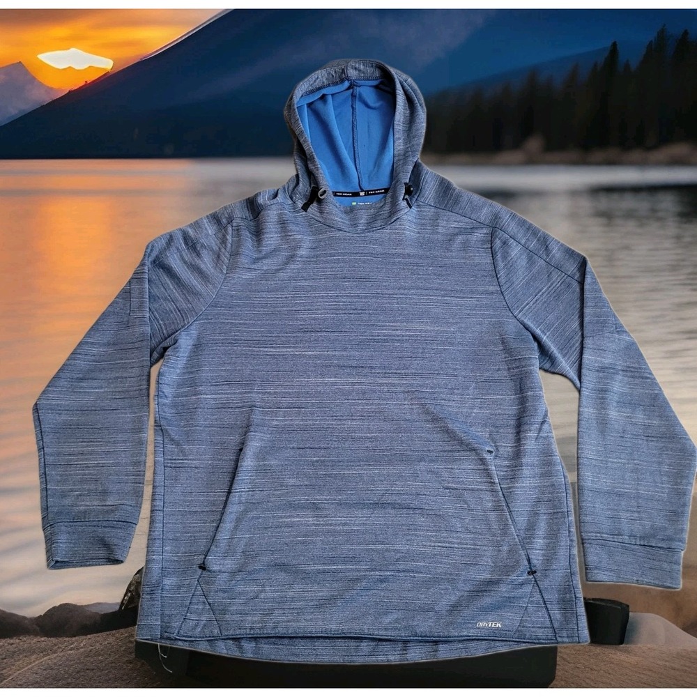 💙Tek Gear DRYTEK Hoodie Men's XXL Pullover Space Dye Blue Activewear Sweatshirt